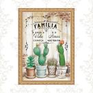 Quadro Moldura Dourada Frase Família - Cactos 24x18cm