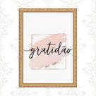 Quadro Moldura Dourada Gratidão Rosê 24x18cm Quadro Moldura Dourada Gratidão Rosê 24x18cm