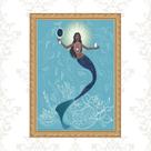 Quadro Moldura Dourada Iemanjá Sereia 24x18cm