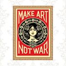 Quadro Moldura Dourada Make Art Not War 24x18cm
