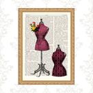 Quadro Moldura Dourada Manequins De Costura 33x24cm
