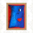 Quadro Moldura Dourada Miró - Coração 24x18cm