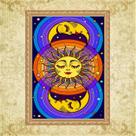 Quadro Moldura Dourada Místico Sol e Lua 24x18cm