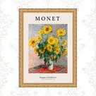 Quadro Moldura Dourada Monet - Girassóis 24x18cm