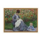 Quadro Moldurado Claude Monet Mãe E Filha Flores Gramado