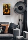 Quadro Mona Lisa Musculosa com Vidro e Moldura Branca Tamanho:21cm x 30cm (A4)