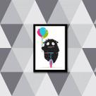 Quadro Monstrinho com Balão 33x24cm - com vidro