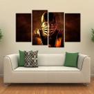 Quadro Mortal Kombat Scorpion Mosaico Sala Em Tecido 4 Peças