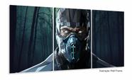 Quadro Mortal Kombat Sub Zero decorativo Tela em Tecido 120x60 3 peças