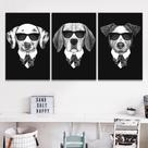 Quadro Mosaico 120x60 Cachorro Máfia Pug Husky,Golden, Boxer