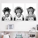 Quadro Mosaico 120x60 Três Macacos Sábios Brancos Moderno Quadro Mosaico 120x60 Três Macacos Sábios Brancos Moderno
