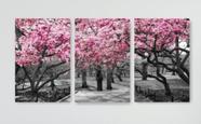 Quadro Mosaico 3 Peças Árvore/cerejeira Rosa/paisagem Quadro Mosaico 3 Peças Árvore/cerejeira Rosa/paisagem