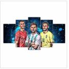 Quadro Mosaico Decorativo 5 Peças Cristiano Ronaldo, Messi E Neymar Futeboll