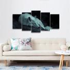 Quadro Mosaico Lobo Branco Dormindo Arte Kit 5 Peças