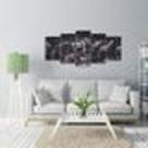 Quadro Mosaico Lobos Alcateia Para Quarto Sala 5 Peças