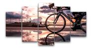 Quadro Mosaico Para Sala 5 Partes Bicicleta Paisagem