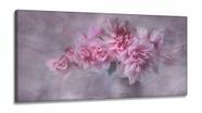 Quadro Mosaico Para Sala Hall Rosas Flores-rosa Romance Flor em Tecido Canvas 130x60