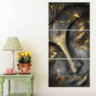 Quadro Mosaico Sala Rosto Buda 60x120 Ouro E Prata Budismo