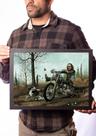 Quadro Motociclista Paisagem Cachorros Arte David Mann