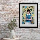 Quadro Mulher Borboletas - 60x48cm