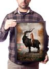 Quadro Mulher E Bode Negro Arte Obscura Decoração