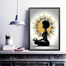 Quadro Mulher Negra Meditando 24x18cm