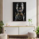 Quadro Mulher Tempo Dourado Sala escritório hall de entrada Uno com Moldura Quadro Mulher Tempo Dourado Sala escritório hall de entrada Uno com Moldura
