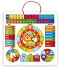 Quadro Multiatividades Calendario Infantil Leãozinho Educativo Relógio Clima Madeira Pedagógico Criança Aprender Brincando Kizumba