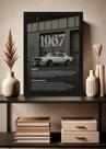 Quadro Mustang Shelby GT500 1967 Com Vidro e Moldura Tamanho:21cm x 30cm (A4)