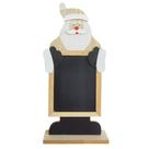 Quadro Negro Natalino Decorativo Papai Noel 48x22x8cm Madeira