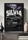 Quadro Nissan Silvia S com Vidro e Moldura Preta Tam:A4