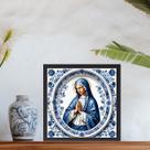 Quadro Nossa Senhora Estilo Azulejo Português - 33x33cm