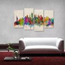 Quadro Nova York Decorativo Colorful Em Tecido 4 Peças 1 Quadro Nova York Decorativo Colorful Em Tecido 4 Peças 1