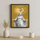 Quadro Nsa Senhora e o Divino Espirito Santo - Ouro 45x34cm Cor:Moldura branca