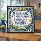 Quadro O Senhor é o Meu Pastor 33x33cm Mold Branca Vidro