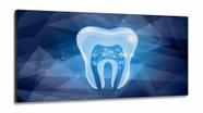 Quadro Odontologia Dentista Dente Estilizado Azul em Tecido Canvas 130x60