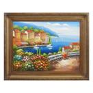 Quadro Oleo Sobre Tela Paisagem Moldura Classica Madeira