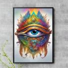Quadro Olho De Horus Aquarela 33x24cm - com vidro