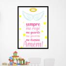Quadro Oração - Anjo da Guarda Rosa 45x34cm - com vidro Quadro Oração - Anjo da Guarda Rosa 45x34cm - com vidro
