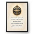 Quadro Oração Medalha de São Bento Preto e Ouro 21x30cm Quadro Oração Medalha de São Bento Preto e Ouro 21x30cm