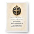 Quadro Oração Medalha de São Bento Preto e Ouro 21x30cm