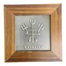 Quadro Orixá Exú Tiriri Madeira Imbuia e Metal 14,5x14,5cm