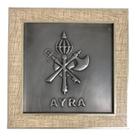 Quadro Orixá Xangô Ayrá Aço e Madeira Carvalho 17x17cm