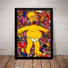Quadro Os Simpsons Homer Bebidas Arte Poster Moldurado
