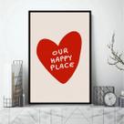 Quadro Our Happy Place - Coração 33x24cm