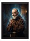 Quadro Padre Pio Orando Fundo Celestial 21x30cm