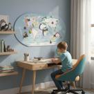 Quadro Painel de Parede Mapa Mundi Decoração Sala Escritório