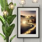 Quadro Paisagem Cinza e Dourado - 60x48cm
