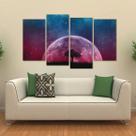 Quadro Paisagem Da Lua Sala Escritório Em Tecido 4 Peças 1