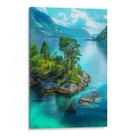 Quadro Paisagem de Ilhas Serenas e Montanhas Majestosas